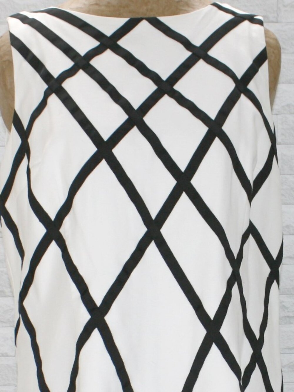 PETER NYGARD Dress Midi Sleeveless Striped Classic Black White Plus Size 14 - Picture 2 of 16